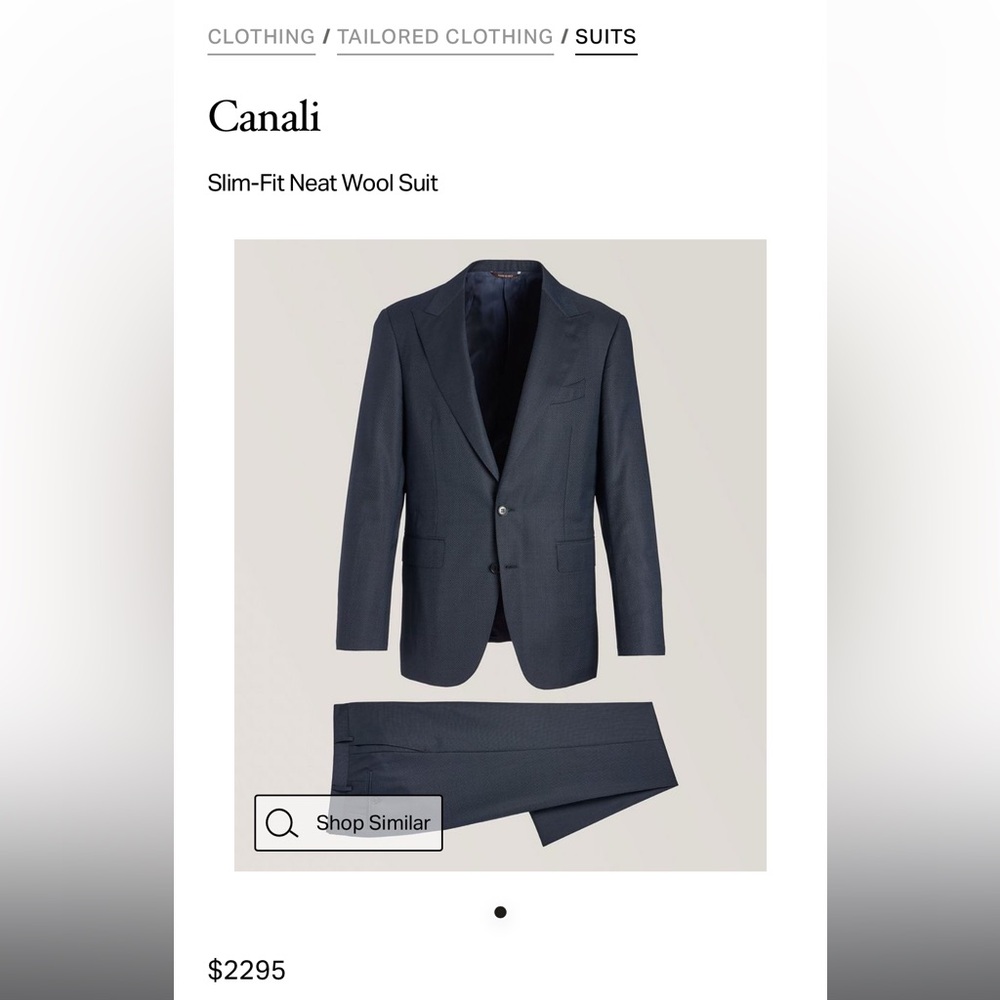 Mens Canali Italian made suit 38 (EU 48) Dark navy blue. NEW